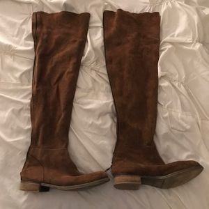FREE PEOPLE OVER THE KNEE SUEDE BOOTS